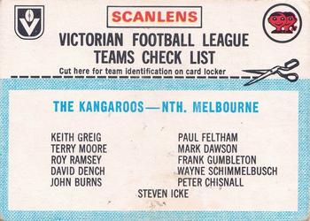 1977 Scanlens VFL #NNO Checklist Front